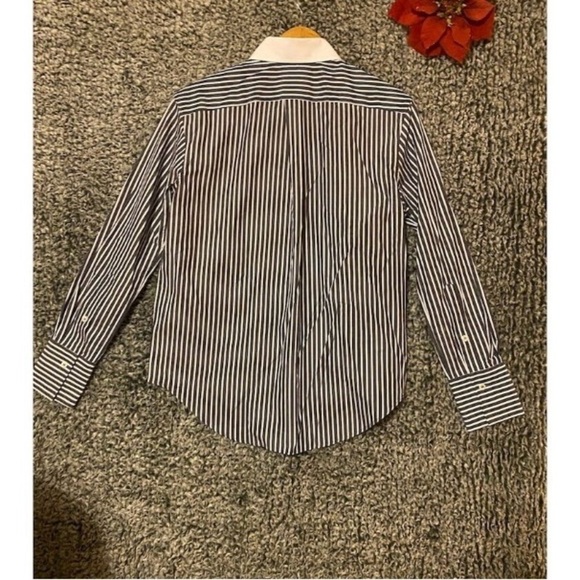 Zara women’s Striped Long Sleeve Button-Up Shirt Black Size M - Picture 4 of 9